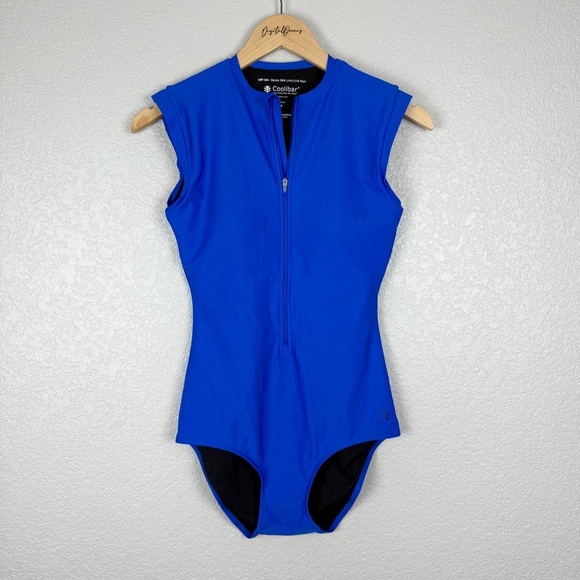 Coolibar Escalante Sleeveless Swimsuit, Blue S - Sun Protection, EUC, Zip Front - Picture 2 of 11